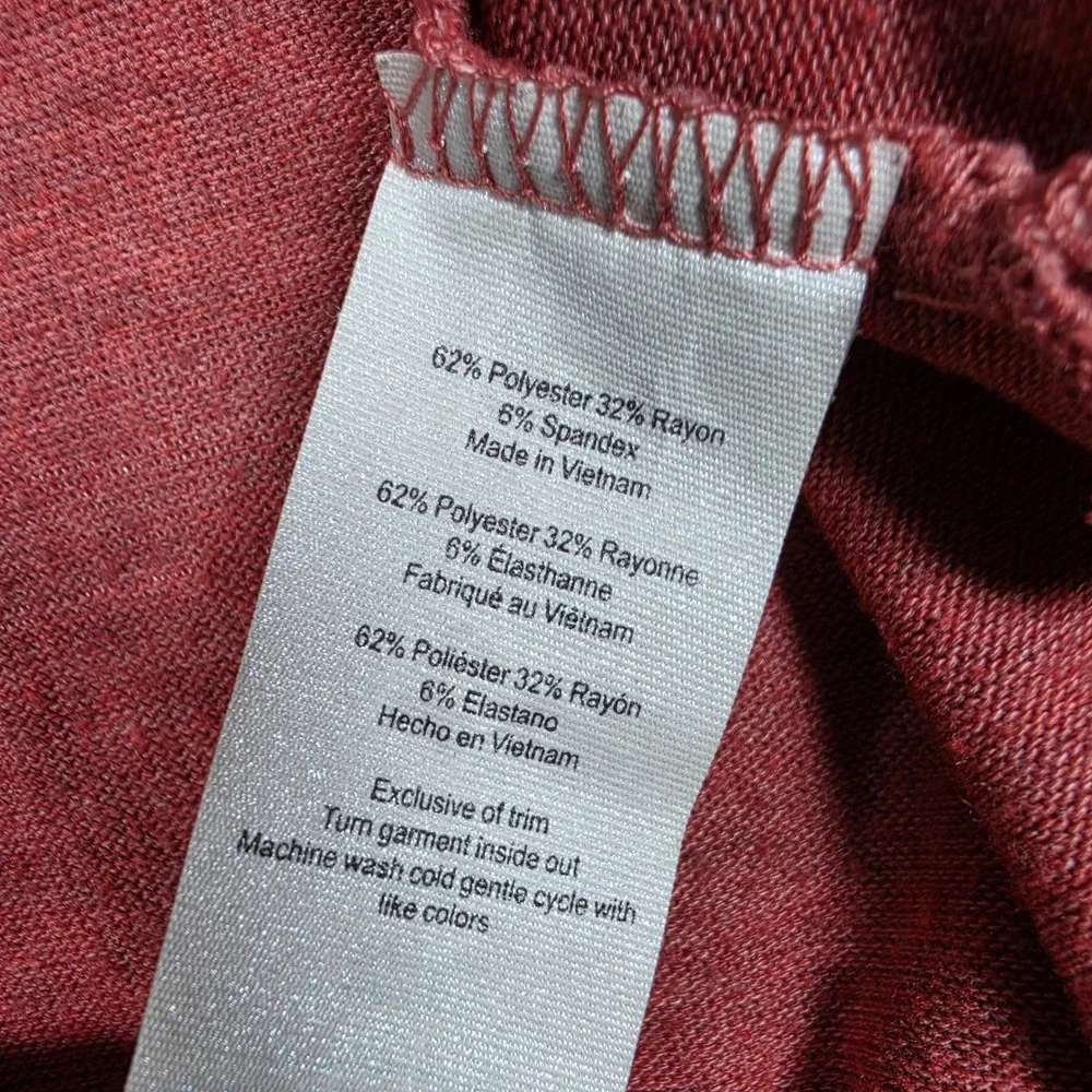 Alo Yoga Pullover Women M Red L/S Crewneck High-Low Hem Side Slits Stretch